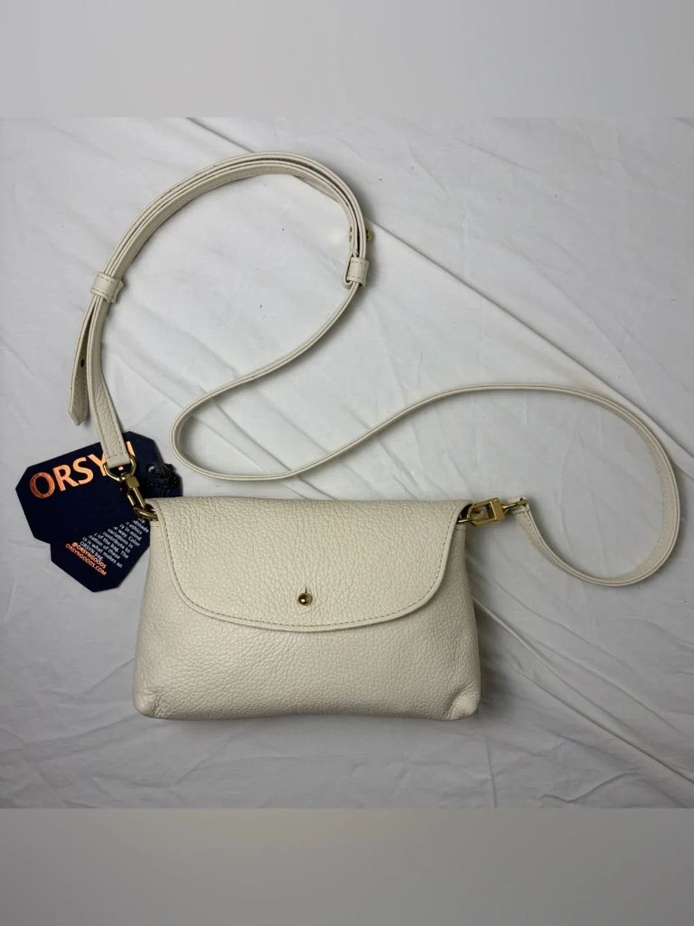 ORSYN Kaanapali Crossbody Milk Pebble Leather BNWT Made in USA🇺🇸